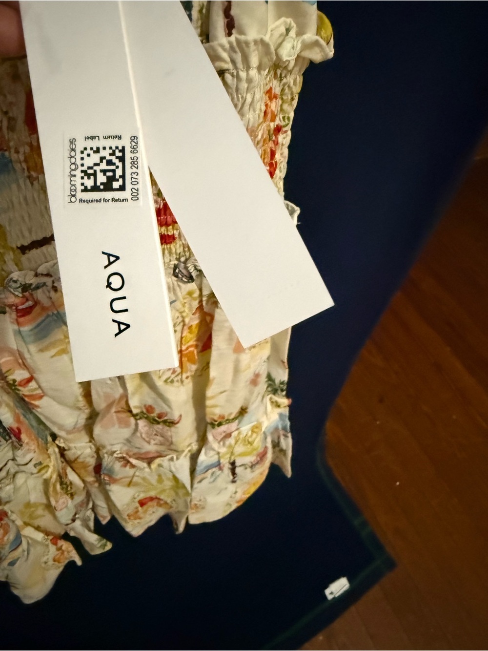 Aqua Floral Print Tie-Shoulder Sundress in Cream and Yellow - Picture 4 of 8